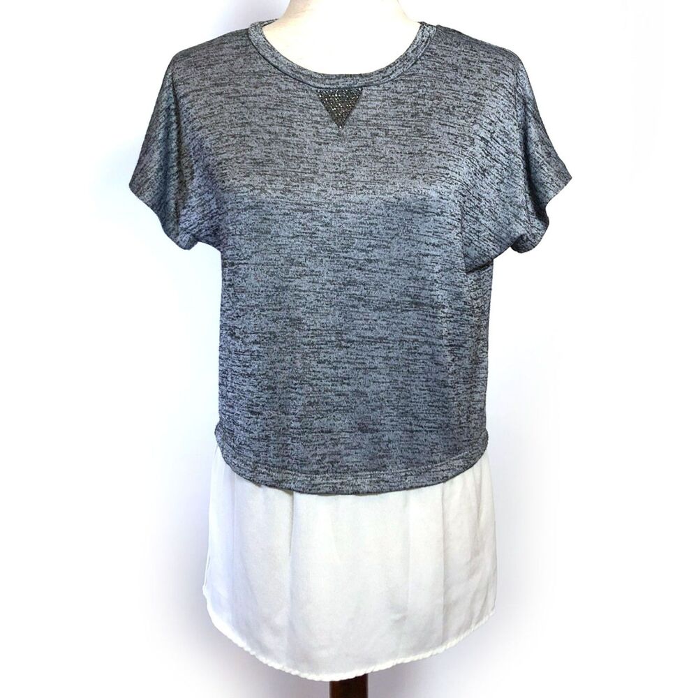 Juicy Couture Gray Rhinestone Layered Top Sz SM